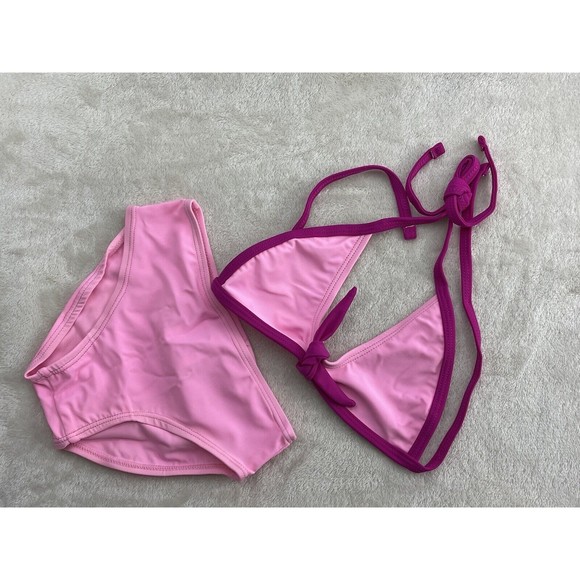 Sun Busters Girls Swimsuit Set Bikini Rash Guard Pink Short Sleeve Pink UPF 50+ - Picture 10 of 13